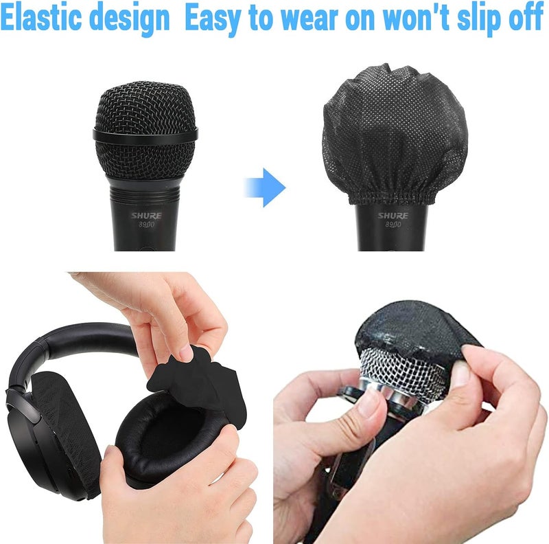 SUN PRO Microphone Covers Disposable 100pcs, Non-Woven,Clean No-Odor Windscreen Pop Filters Protective Cap for Handheld Karaoke Microphone - Image 5